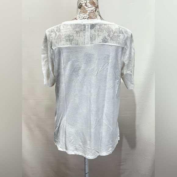 🛍️METAPHOR White sheer stripe short sleeve top size M - Picture 4 of 13
